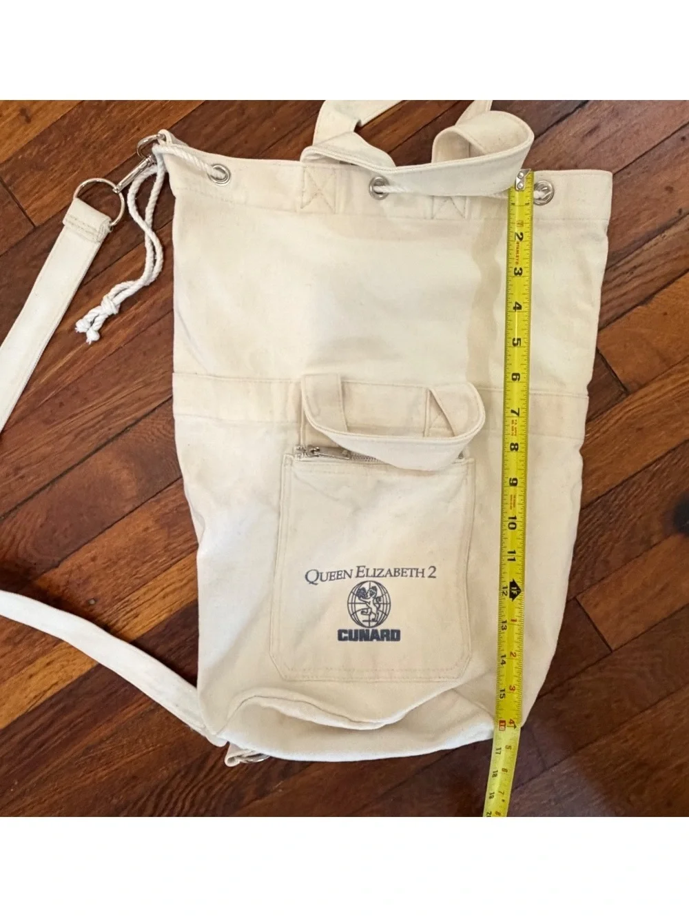 Vintage QE2 Canvas Duffle Bag Backpack